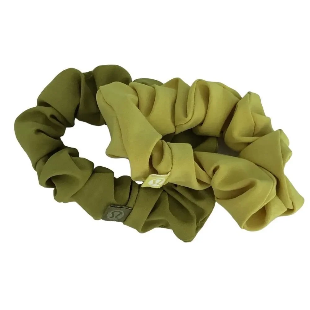 2 Lululemon Uplifting Scrunchies: Yellow Serpentine AND Golden Lime
